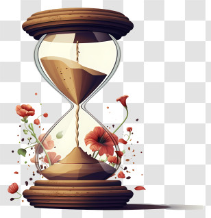 Sand Clock - Hourglass With Flowers Transparent PNG