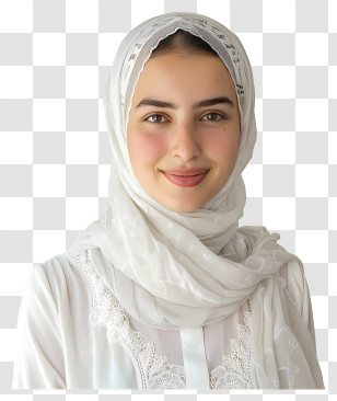 Muslim Woman - Portrait Of Woman In White Hijab Transparent PNG