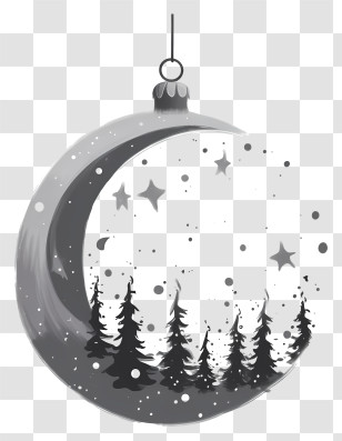 Moon - Christmas Ornament With Moon And Trees Transparent PNG