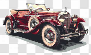 Luxury Car - Classic Red Convertible Vintage Car Transparent PNG