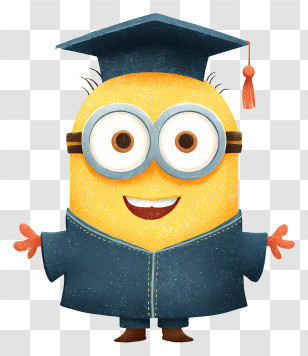 Minion With Graduation Hat - Graduation Minion With Cap Transparent PNG