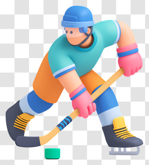 Hockey Player - Playful Cartoon Hockey Player Transparent PNG