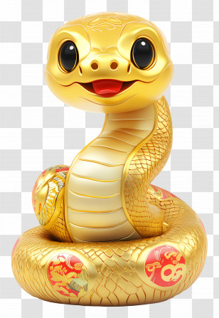 Year Snake - Golden Cartoon Snake Transparent PNG