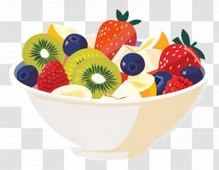 Fruits Salad - Illustration Of Fresh And Vibrant Fruit Salad Transparent PNG
