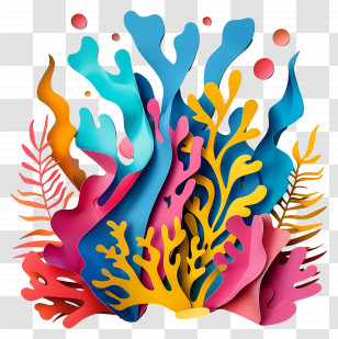 Coral Reef - Colorful Coral Reef Layered Art Illustration Transparent PNG