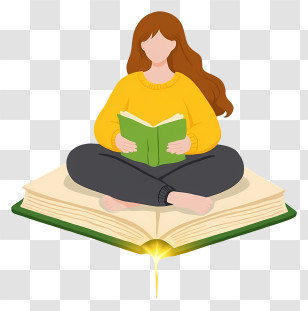 Knowledge And Imagination - Calm Reader On Giant Book Transparent PNG
