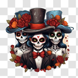 Dia De Los Muertos - Colorful Day Of The Dead Skull Design Transparent PNG