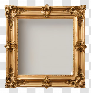 Golden Photo Frame - Ornate Square Gold Vintage Frame Transparent PNG