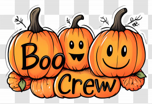 Boo Crew - Boo Crew Cute Halloween Pumpkins Design Transparent PNG
