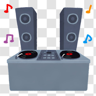 Icon - DJ Set With Speakers And Music Notes Transparent PNG