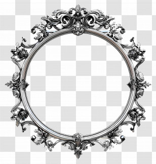 Metal Frame - Ornate Silver Circular Frame Transparent PNG