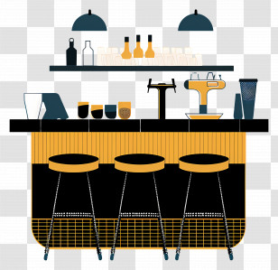 Bar - Modern Bar With Stools Transparent PNG