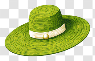 Green Hat Logo - Green Straw Hat With White Band Transparent PNG