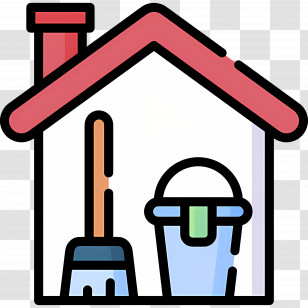 House Cleaning - House With Cleaning Tools Icon Design Transparent PNG