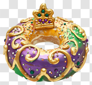 Mardi Gras - Mardi Gras Doughnut With Crown And Festive Decorations Transparent PNG