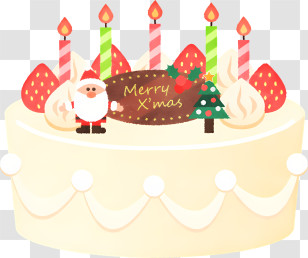 Merry Christmas Cake - Christmas Cake With Santa Claus And Candles Transparent PNG