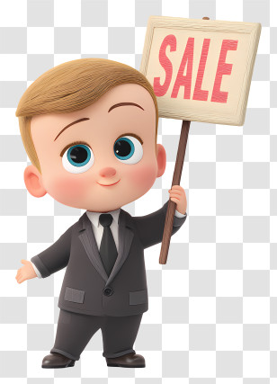 Boss Baby Holding Sale Sign - Cartoon Baby With Sale Sign Transparent PNG