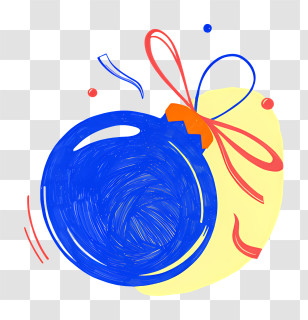 Blue And Red Ornament - Christmas Ornament With Decorative Bow And Ribbons Transparent PNG