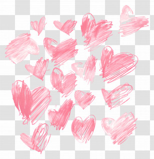 Love Background - Pink Hearts Sketch Transparent PNG