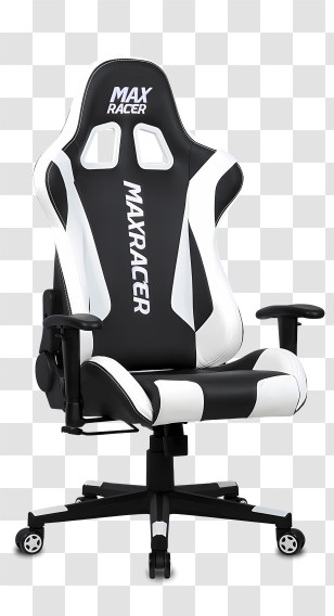 Gaming Chair - Black And White Ergonomic Gaming Chair Transparent PNG
