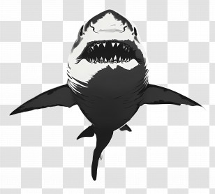 Shark - Black And White Shark Illustration Transparent PNG