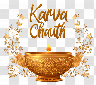 Karva Chauth - Golden Lamp For Karva Chauth Festival Transparent PNG
