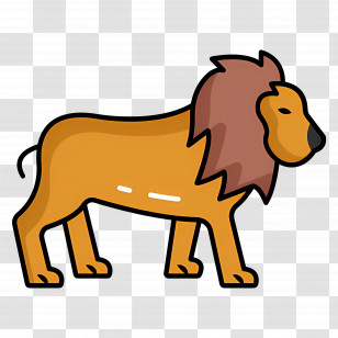African Lion - Cartoon Lion Standing Illustration Transparent PNG