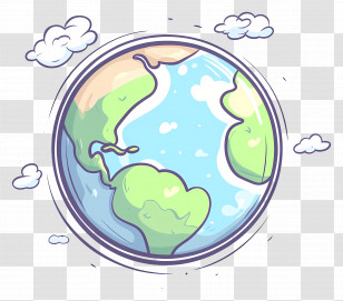 Planet Earth - Earth Illustration Surrounded By Clouds Transparent PNG