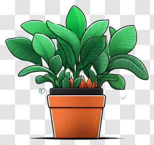 Plant - Cartoon Illustration Of Potted Plant Transparent PNG