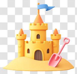 Sand Castle - Playful Sandcastle With Pink Shovel Transparent PNG
