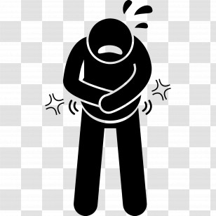 Stomach Pain - Person Silhouette Holding Stomach In Pain Transparent PNG