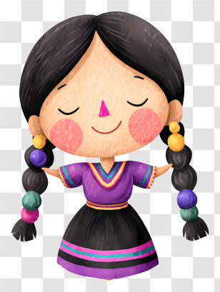 Cartoon Girl - Cute Girl With Braids Illustration Transparent PNG