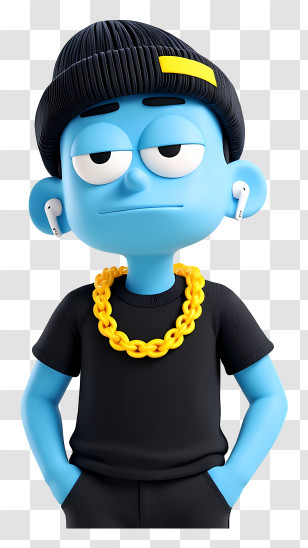 Playful Cartoon Boy - Cool Blue Street Character Transparent PNG