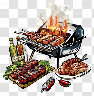 Barbecues - Grill With Delicious Barbecue Food Transparent PNG