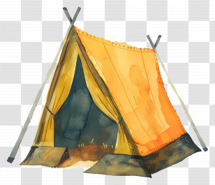 Tent - Yellow Camping Tent Illustration For Outdoor Adventures Transparent PNG