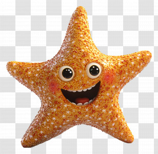 Yelllow Star - Smiling Cute Starfish Cartoon Character Transparent PNG