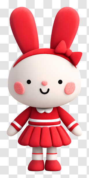 Cheerleader Bunny In Red Outfit - Red Bunny Doll Character Transparent PNG