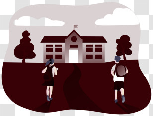 School Uniforms - Students Walking Towards School Building Transparent PNG