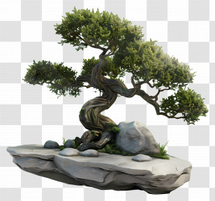 Bonsai Tree - Beautiful Bonsai Tree On Rock Transparent PNG