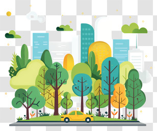 City Park - City Park With Trees And Car Transparent PNG