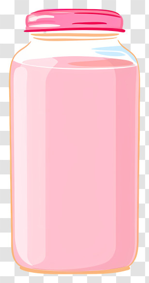 Milk Bottle - Pink Jar Illustration In Minimal Style Transparent PNG
