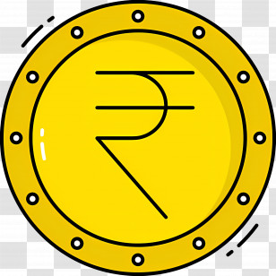 Indian Rupees - Golden Coin With Rupee Sign Illustration Transparent PNG