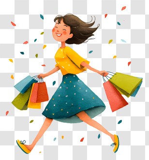 Woman Running With Shopping Bags - Woman With Shopping Bags Transparent PNG