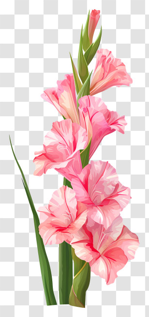 Gladiolus - Pink Gladiolus Flower Illustration Transparent PNG