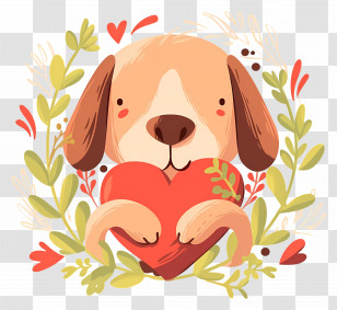 Dog Heart - Cute Dog Holding A Heart Transparent PNG