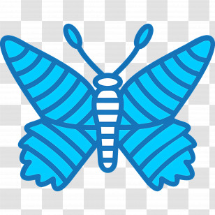 Blue Butterfly - Blue Butterfly With Striped Wings Transparent PNG