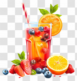 Summer - Glass Of Fresh Juice With Fruits Transparent PNG