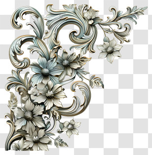 Border Texture - Elegant Ornamental Floral Design Transparent PNG