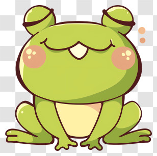 Kawaii Frog - Cute Green Frog Cartoon Transparent PNG