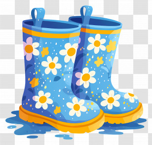 Rain Boots - Blue Floral Rain Boots Transparent PNG